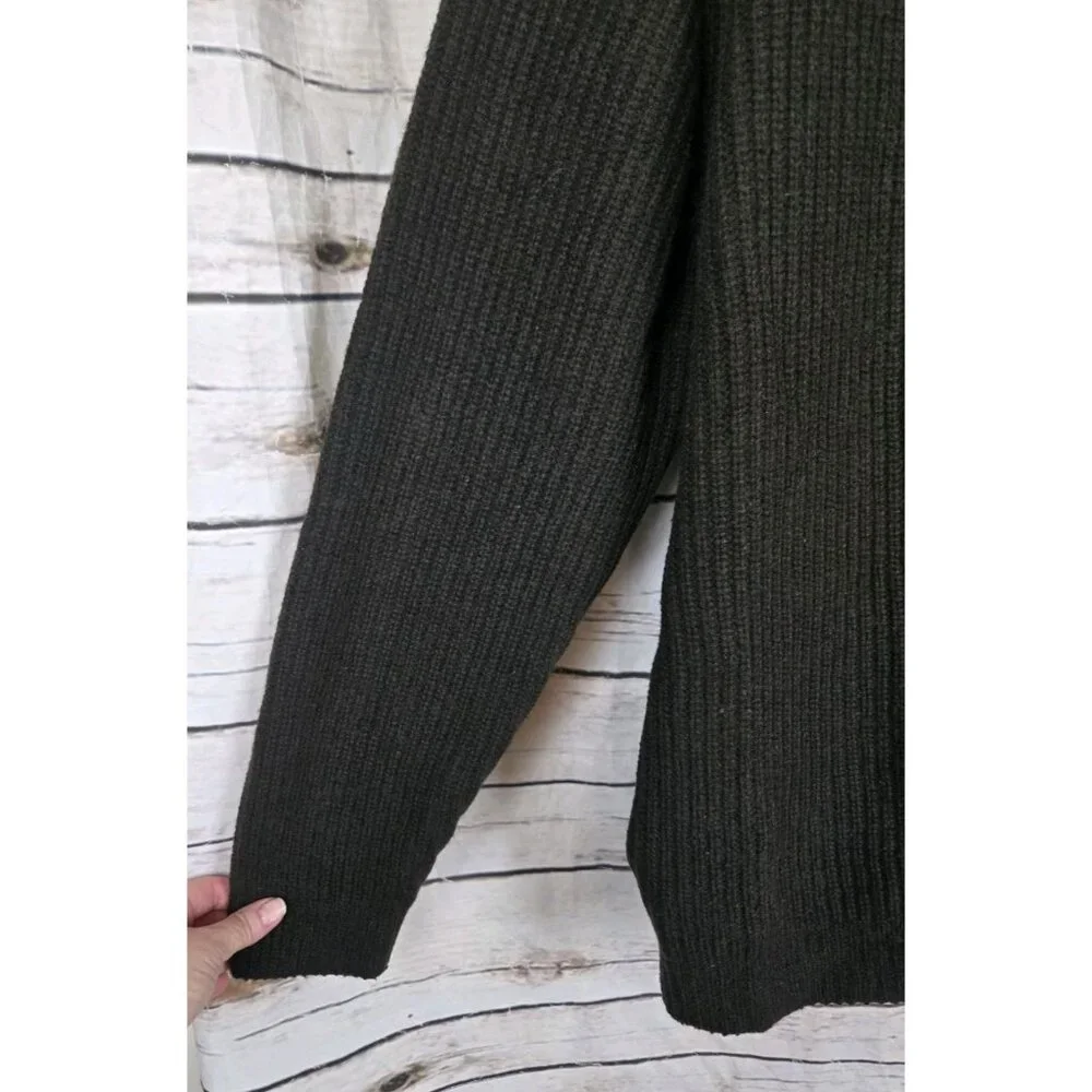 Orvis Vintage Olive Green Lambswool Blend Sweater Mens XL Cardigan Full Zip